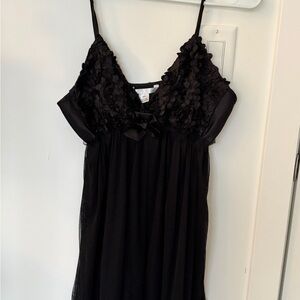 MAC Cosmetics Black Floral Appliqué Lace Chemise